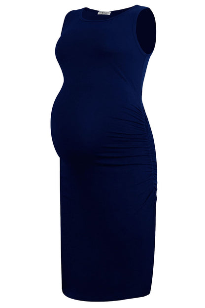 Smallshow Women's Sleeveless Maternity Dress Ruched Pregnancy Clothes