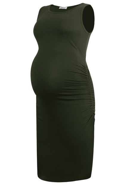 Smallshow Women's Sleeveless Maternity Dress Ruched Pregnancy Clothes