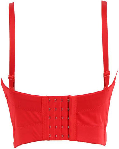 Women's Handmade Rhinestone Diamond Push up Bustier Crop Top Punk Corset Bra Vest