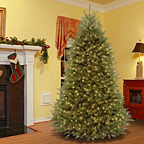 National Tree Company Pre-Lit Artificial Full Christmas Tree, Green, Dunhill Fir, Dual Color LED Lights, Includes Stand, 7.5 Feet, Dual Colored Lights
