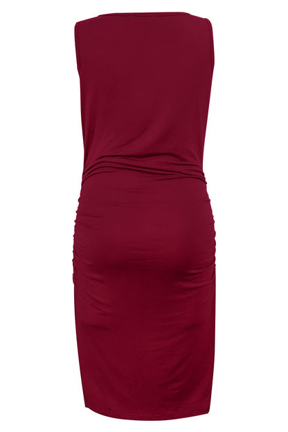 Smallshow Women's Sleeveless Maternity Dress Ruched Pregnancy Clothes