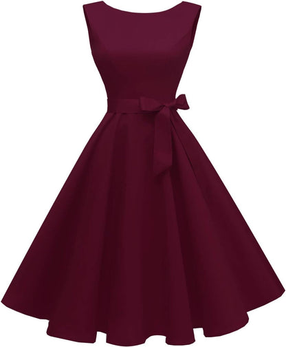 Hanpceirs Women's Boatneck Sleeveless Swing Vintage 1950s Cocktail Dress New