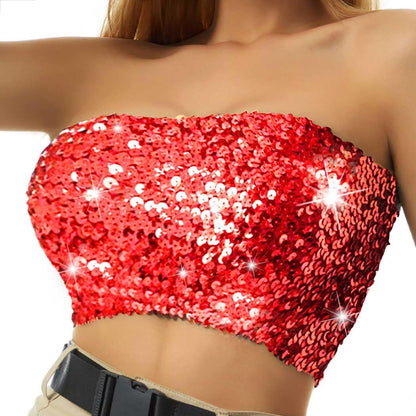 Nicute Sequin Tube Top Sparkly Crop Tops for Women