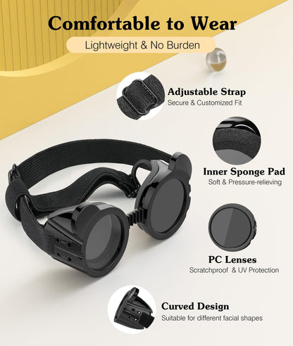 Small Dog Sunglasses UV Protection Goggles Eye Wear Protection with Adjustable Strap Doggy Heart Shape Anti-Fog Sunglasses for Pet Dogs Sun Glasses Doggie Windproof Glasses, Pink