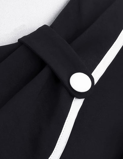 MUXXN Women's Retro 60s Sailor Collar Short Sleeve Pinup Cocktail Work Mermaid Dress with Belt