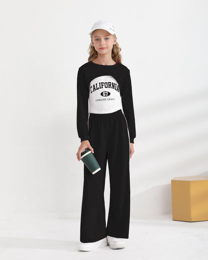Girls 3 Piece Outfits Long Sleeve Crop Shirts & Cami Tops & Sweatpants Sets Fall Clothes Size 8-12Y