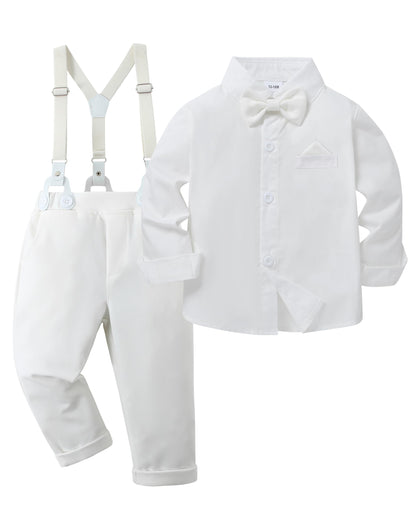 DISAUR Baby Boy Clothes Suits Toddler Dress Shirt With Bowtie Suspender Pants Outfit Sets Gentleman Wedding 1-6 Years
