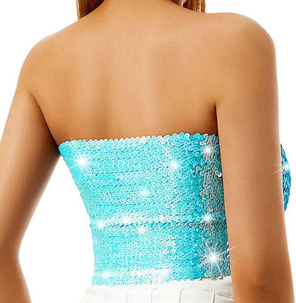 Nicute Sequin Tube Top Sparkly Crop Tops for Women