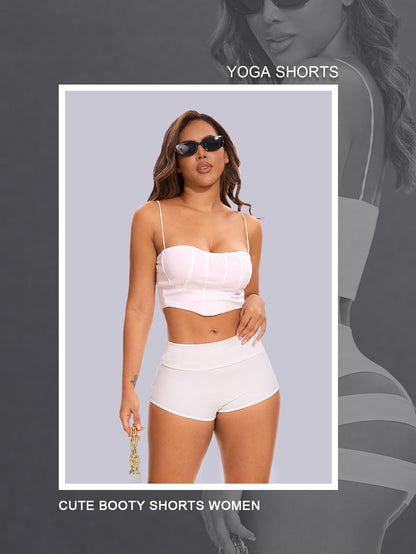 Cut Out Yoga Shorts Booty Butt Lifting Scrunch Shorts High Waisted Workout Gym Active Hot Pants