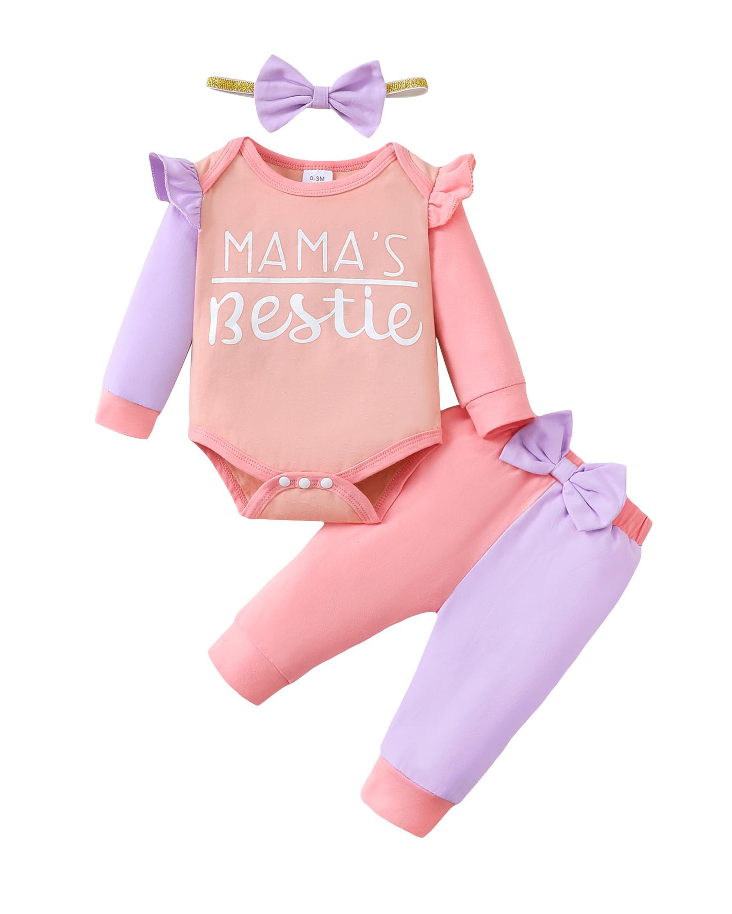 Mioglrie Baby Girl Clothes Newborn Girl Fall Winter Outfits Pants Set Preemie Clothing Headband 0 3 6 12 18 Months