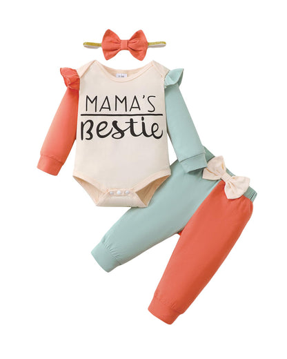 Mioglrie Baby Girl Clothes Newborn Girl Fall Winter Outfits Pants Set Preemie Clothing Headband 0 3 6 12 18 Months