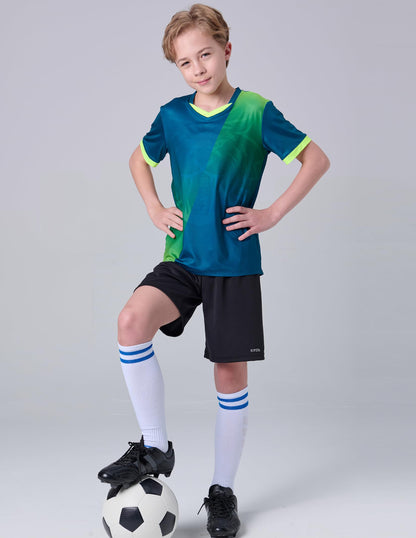 5 Pack Boys Athletic Shirts, Youth Activewear Dry Fit Tshirts for Kids, Short Sleeve Tees, Bulk Athletic Performance Clothing