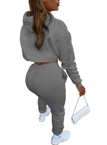 Adogirl Women 3 Piece Outfits Tracksuits Set Sexy Long Sleeve Pullover Hoodie Tank Crop Tops Jogger Sweatpants Sweatsuits