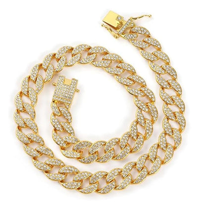 Bling Dog Collars for Small Dogs,Dog Chain Collars, Diamond Necklace Metal Choke Cuban Link Dog Collar, 13mm Wide Pet Jewelry for Puppy Small Medium Large Dogs Cats Rose Gold (8inch)