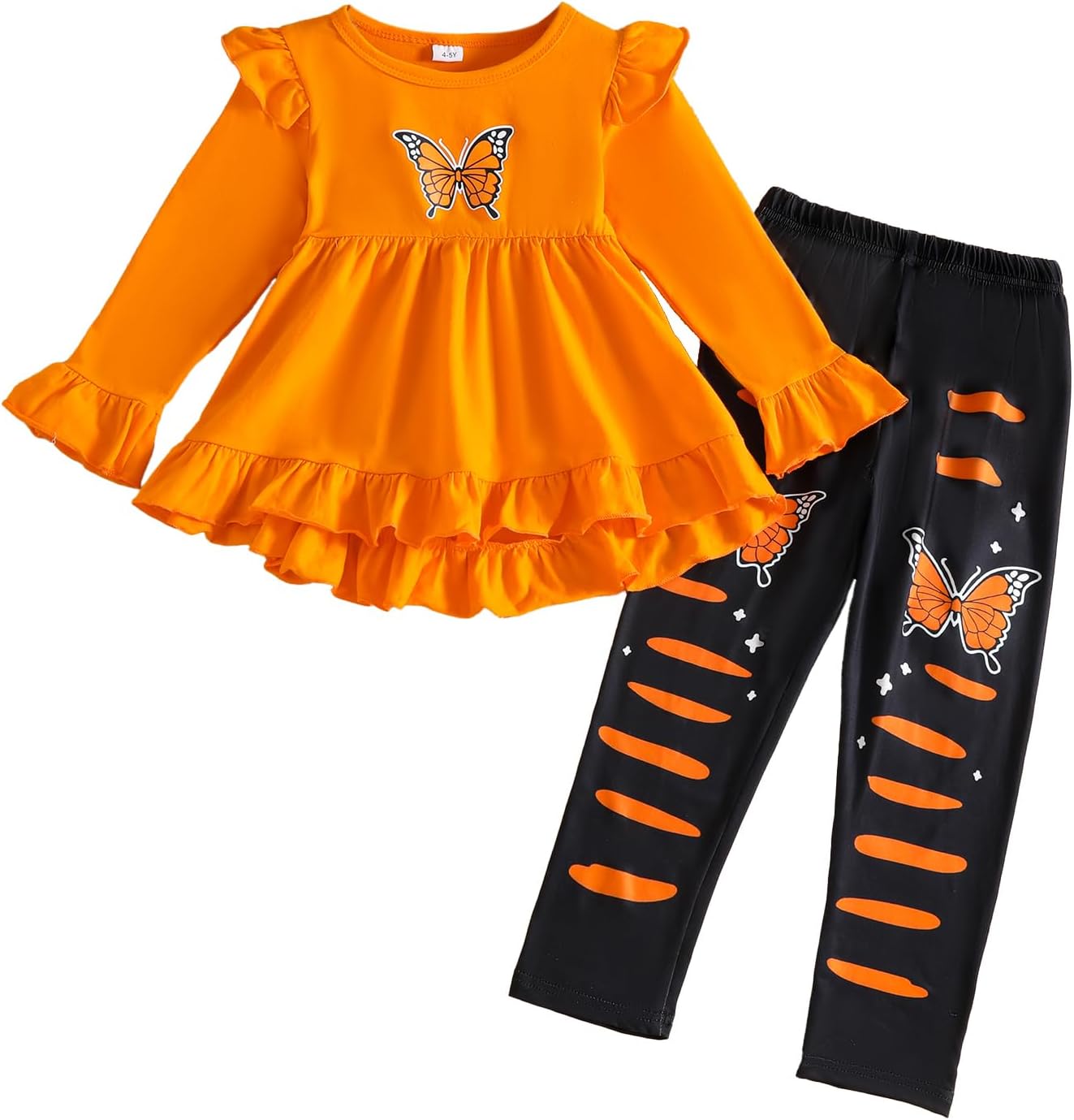 Toddler Kid Girl Clothes Ruffle Sleeve High Low Top Floral Allover Pants Fall Winter Outfit Set