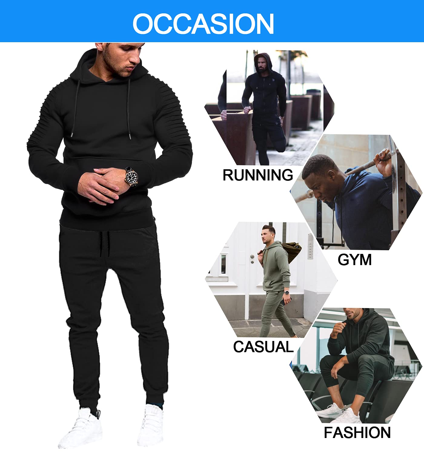 COOFANDY Men's Tracksuit 2 Piece Hoodie Sweatsuit Sets Casual Jogging Athletic Suits