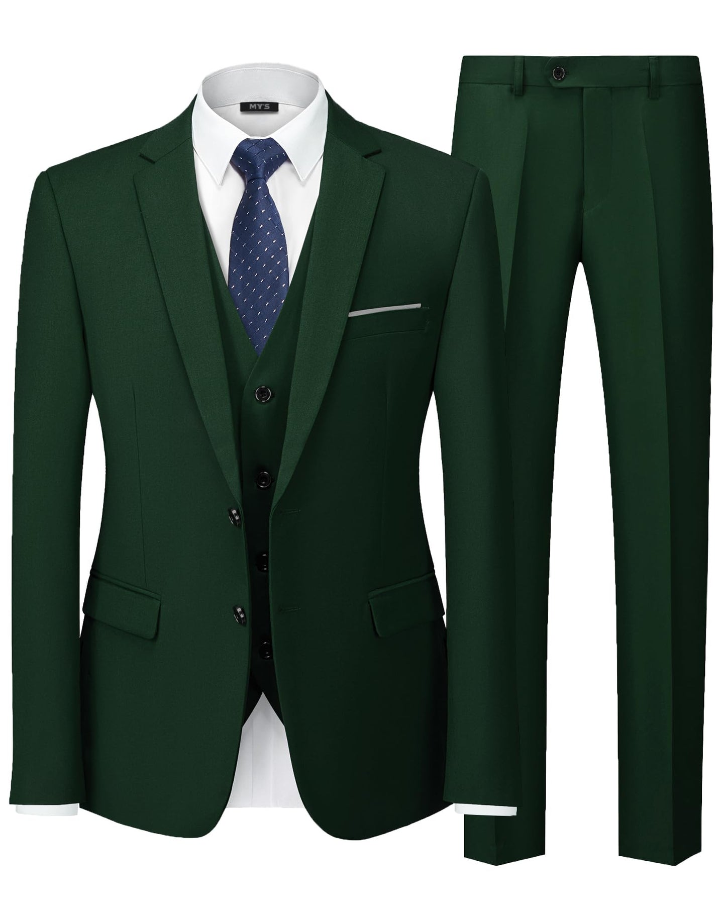 MY'S Men's 3 Piece Slim Fit Suit Set with Tie, 2 Button Blazer Jacket Vest & Pants, Business Wedding Party Prom Suit for Men