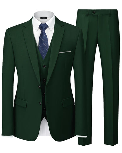 MY'S Men's 3 Piece Slim Fit Suit Set with Tie, 2 Button Blazer Jacket Vest & Pants, Business Wedding Party Prom Suit for Men