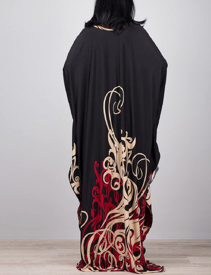 Bsubseach Women Ethnic Print Kaftan Beach Dress Plus Size Swimsuit Cover Up