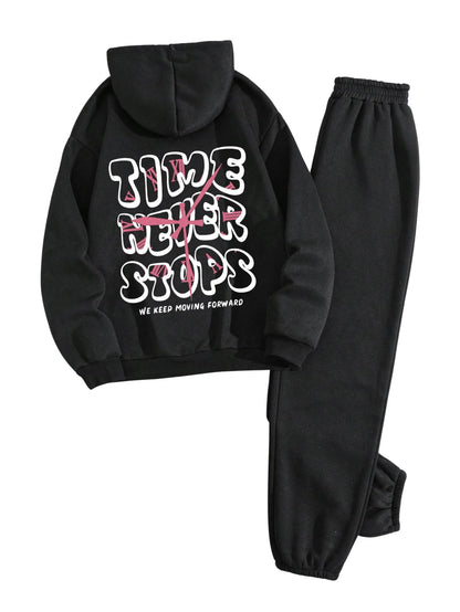 SOLY HUX Women's 2 Piece Outfits Letter Graphic Drawstring Long Sleeve Hoodies Sweatshirt and Sweatpants Set