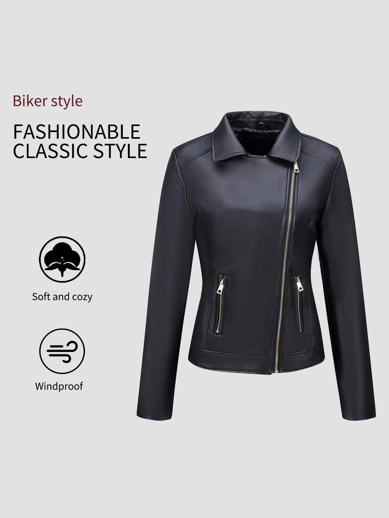 Bellivera Women's Faux Leather Casual Jacket 2025 Spring Trendy Motorcycle Outfits Lightweight Classic Coat