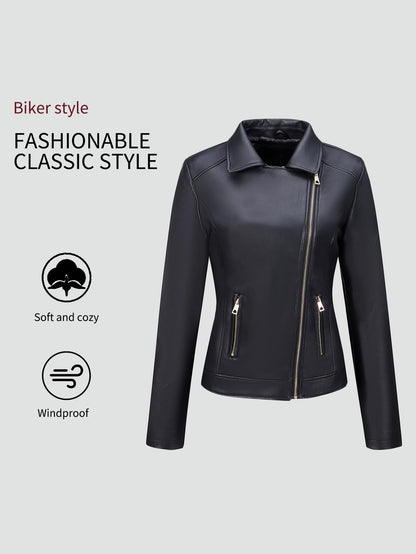 Bellivera Women's Faux Leather Casual Jacket 2025 Spring Trendy Motorcycle Outfits Lightweight Classic Coat
