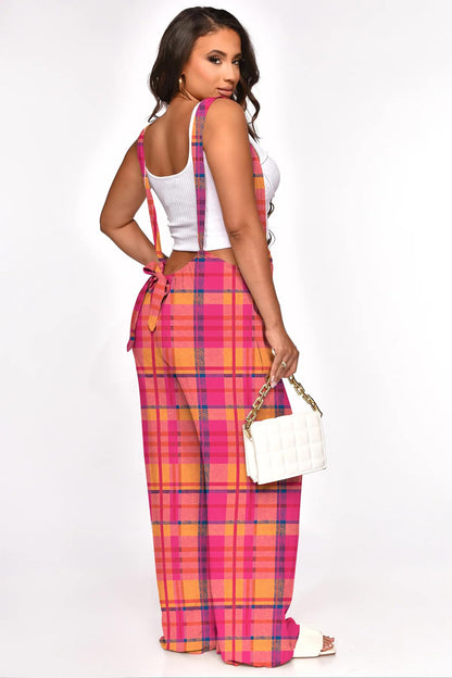 Nimsruc Womens Jumpsuit Casual Loose Sleeveless Adjustable Spaghetti Straps Wide Leg Pants Baggy Overalls With Pockets