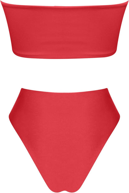 OMKAGI Women Bandeau Bikini Swimsuits Cheeky Off Shoulder Bathing Suit