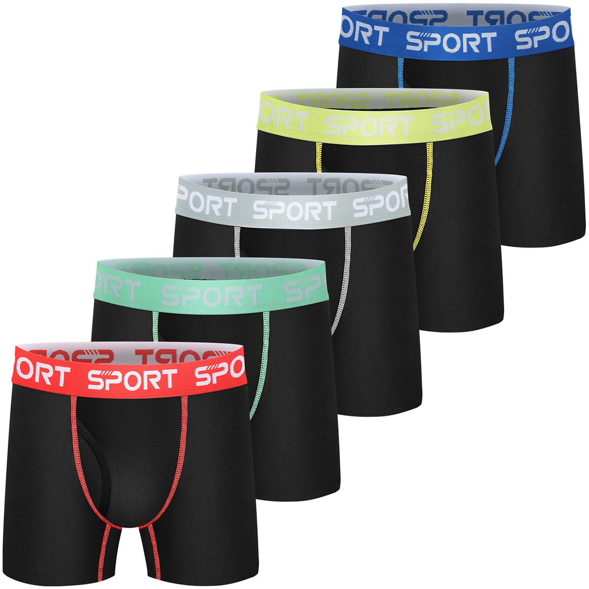 Boys Boxer Briefs,Cotton Toddler Underwear Breathable Mesh Performance Sport Big Boy Boxer Briefs with Fly 5 Pack