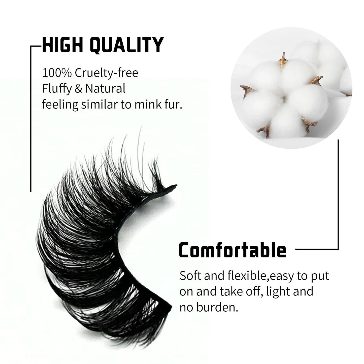 Mink Lashes Strip Eyelashes Volume False Eyelashes that Look Like Extensions Glamour Wispy Curly Fake Lashes 5 Pairs Pack