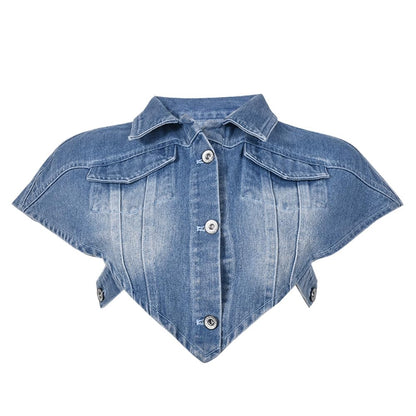 Womens Summer Cute Camo Button Down Cropped Jean Jacket Casual Lapel Outwear Denim Shirts Blouse Top