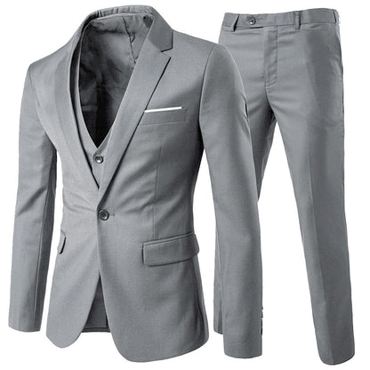 Cloudstyle Mens 3-Piece Suit Notched Lapel One Button Slim Fit Formal Jacket Vest Pants Set