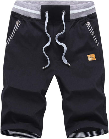 Tansozer Men's Shorts Casual Classic Fit Drawstring Summer Beach Shorts with Elastic Waist and Pockets