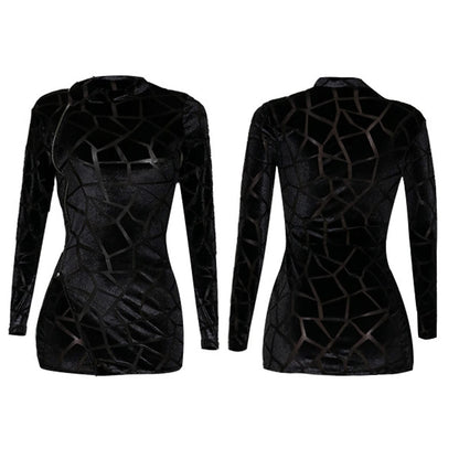 Uni Clau Women Sexy Sheer Mesh Boydcon Midi Dress See Through Printed Long Sleeve Midi Skinny Clubwear Party Dress