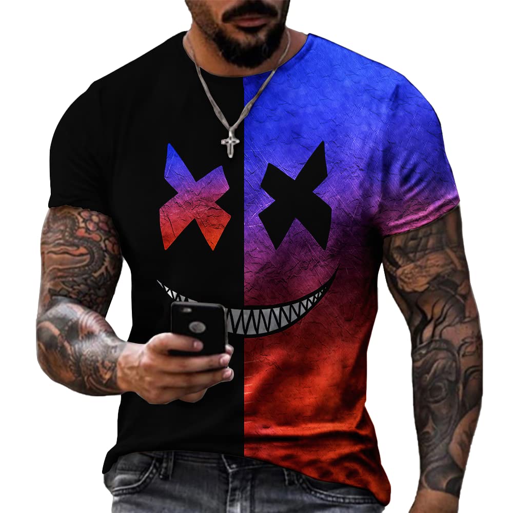 Men's Muscle Fitness Short Sleeve Printed Personalized Fashion Sweatshirt Fashionable T-Shirt