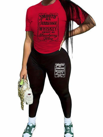 TOPONSKY Women Two Piece Workout Outfits Biker Short-Sleeve Long-Pant Sets