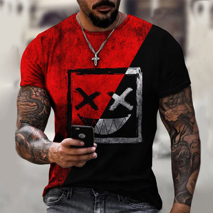 Men's Muscle Fitness Short Sleeve Printed Personalized Fashion Sweatshirt Fashionable T-Shirt