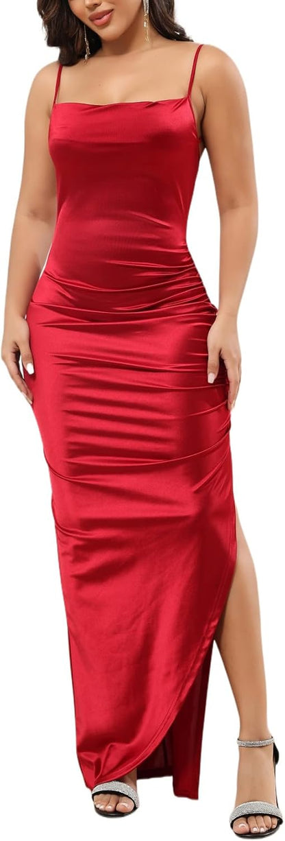 Women's Classic Bodycon Wedding Guest Dress Formal Cocktail Party Evening Gown