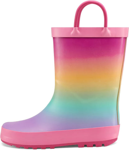 K KomForme Kids Rain Boots Waterproof Printed Rubber boots with Handles