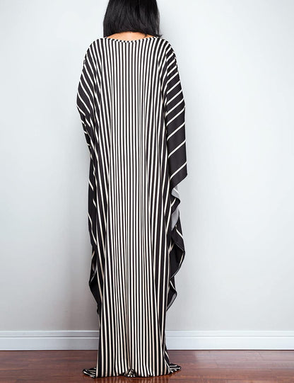 Bsubseach Women Ethnic Print Kaftan Beach Dress Plus Size Swimsuit Cover Up