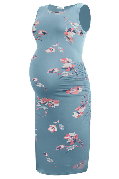 Smallshow Women's Sleeveless Maternity Dress Ruched Pregnancy Clothes