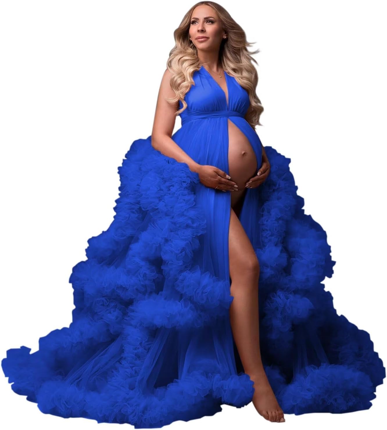 yinyyinhs Tulle Robe Maternity Dress for Photoshoot Sheer Puffy Bridal Lingerie Bathgown Pregnancy Gown for BabyShower
