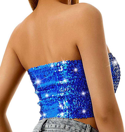 Nicute Sequin Tube Top Sparkly Crop Tops for Women
