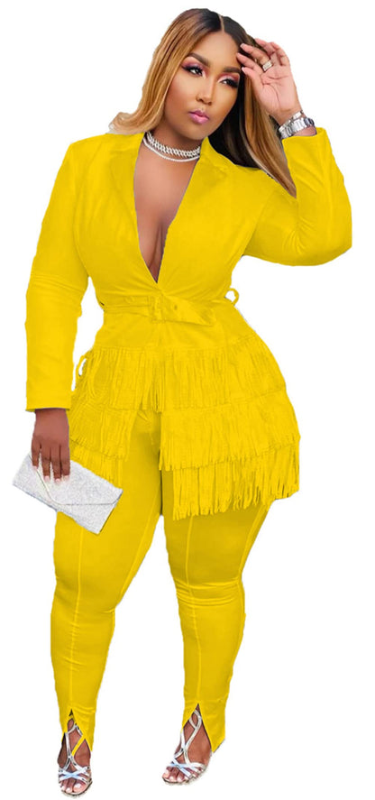 Womens Sexy 2 Pieces Graffiti Print Blazer Suit Pants Set Nightclub Tracksuit Outfit Set