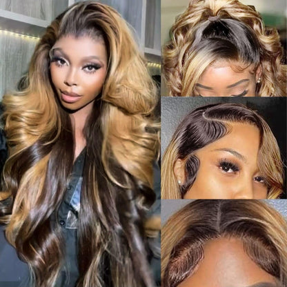MEGOOD 200% Density Reddish Brown Deep Wave Lace Front Wigs Human Hair 13x4 HD Transparent Curly Human Hair Wig Pre Plucked 13X4 Ginger Wig Human Hair Glueless Colored Wigs With Baby Hair 18inch