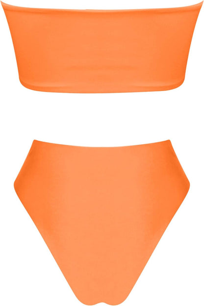 OMKAGI Women Bandeau Bikini Swimsuits Cheeky Off Shoulder Bathing Suit