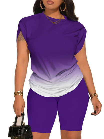 PINSV Women 2 Piece Outfits Summer Sweatsuits Biker Short Workout Jogger Sets