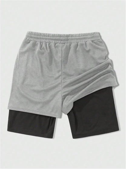 Men's Graphic Shorts with Liner Cross Print Drawstring 2 in 1 Gym Track Bottoms