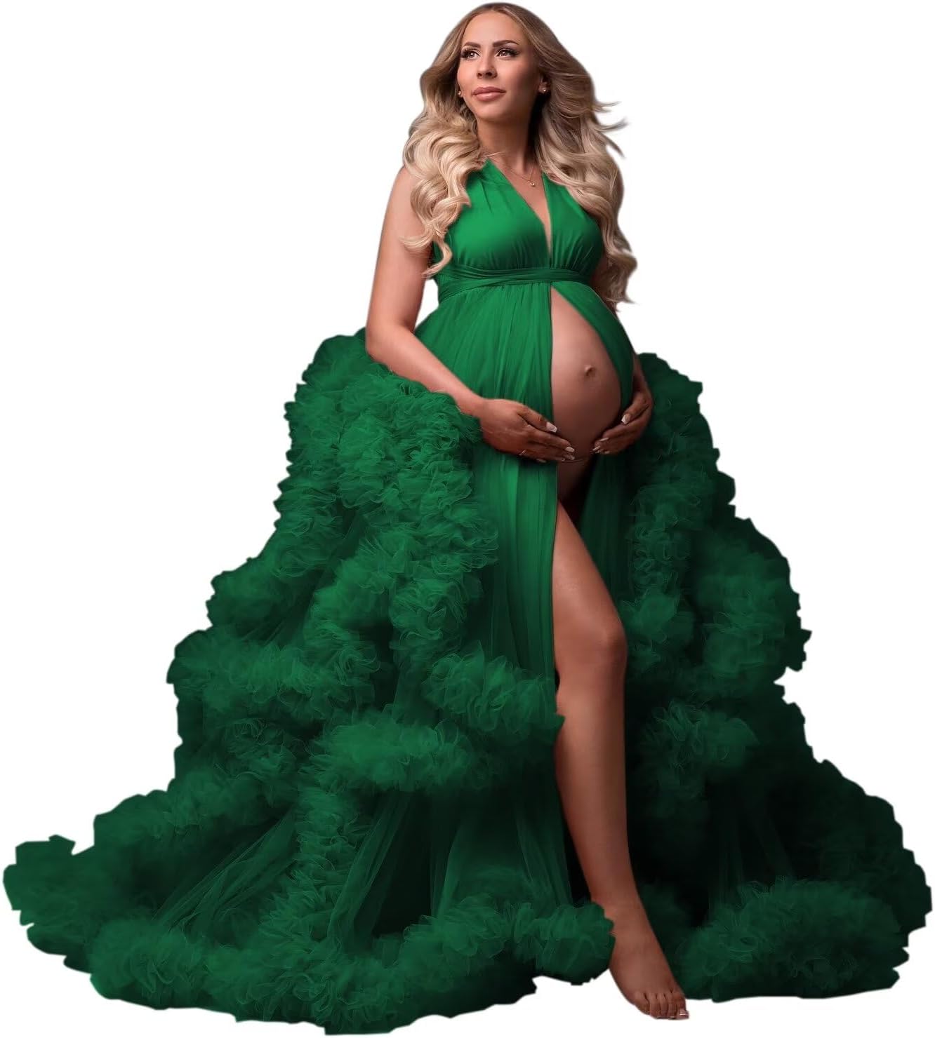 yinyyinhs Tulle Robe Maternity Dress for Photoshoot Sheer Puffy Bridal Lingerie Bathgown Pregnancy Gown for BabyShower