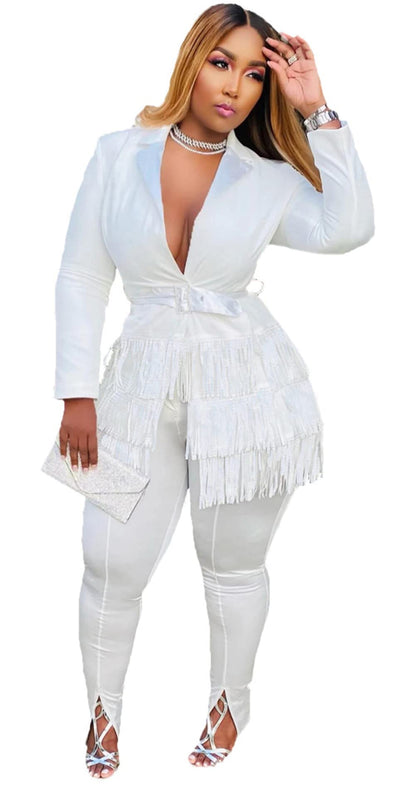 Womens Sexy 2 Pieces Graffiti Print Blazer Suit Pants Set Nightclub Tracksuit Outfit Set